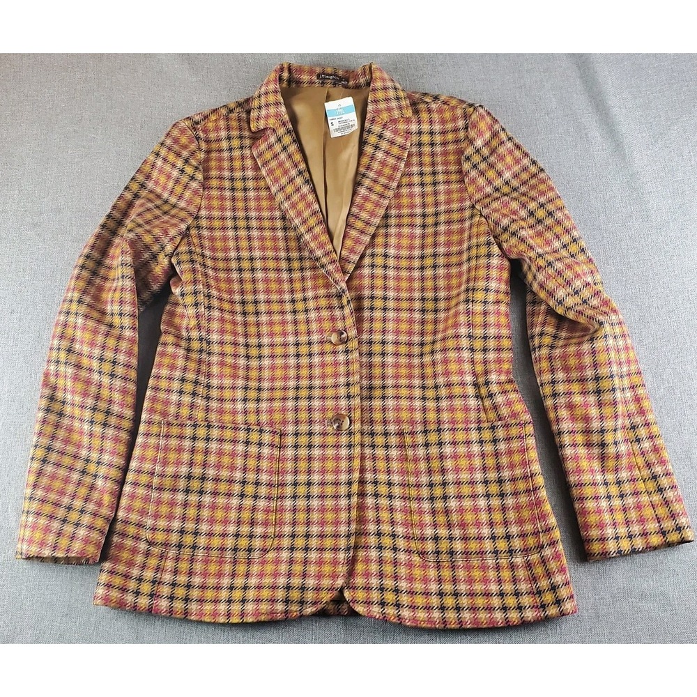 J.Mclaughlin Aubrey Jacket Womens Small Brown Multi Tattersall Check Stretch New
